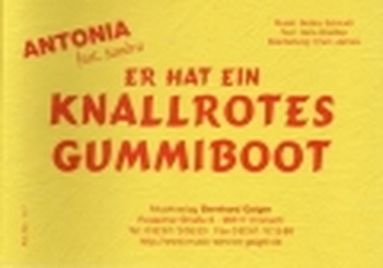 Er hat ein knallrotes Gummiboot