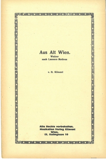 Aus Alt Wien (Walzer nach Lanners Motiven)