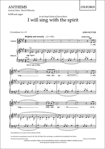 I Will Sing With The Spirit (SATB und Klavier)
