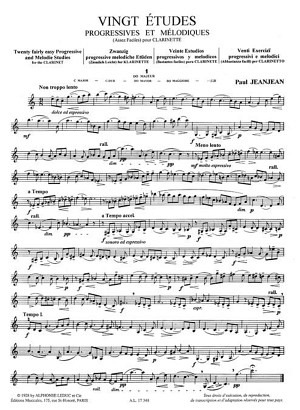 Vingt Etudes progressives et melodiques (Klar.)