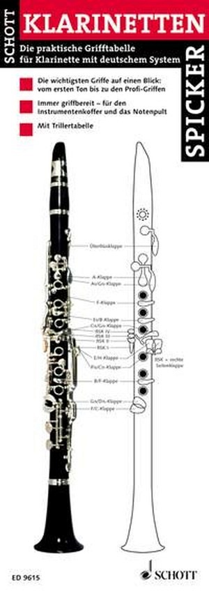 Klarinetten Spicker mit Trillertabelle