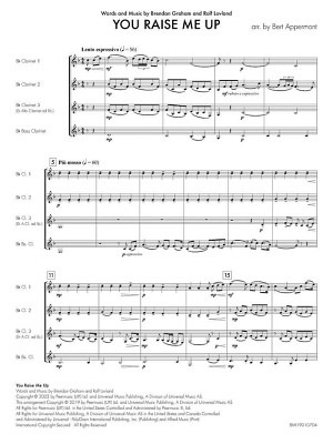 You Raise Me Up - Klarinettenquartett