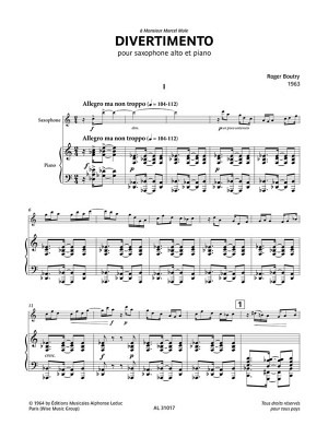 Divertimento pour Saxophone Alto et Piano